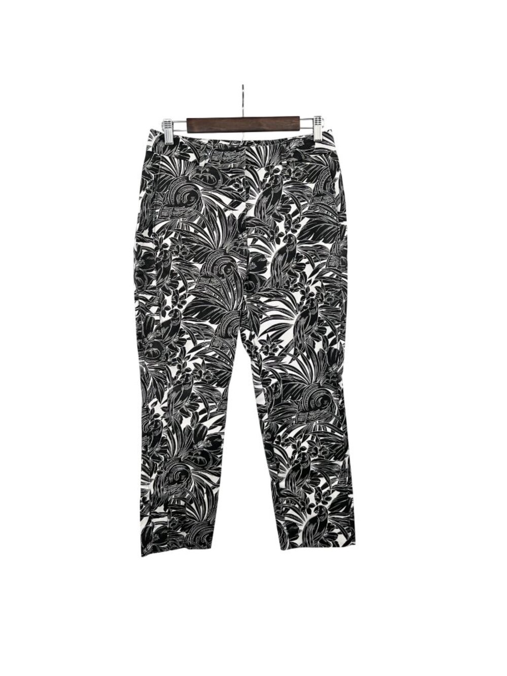 Tropical Print The Slim Ankle Dress Pants Black/White WHBM Womens Size 6S
